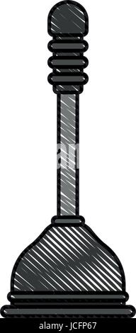 colored crayon silhouette of toilet plunger icon Stock Vector