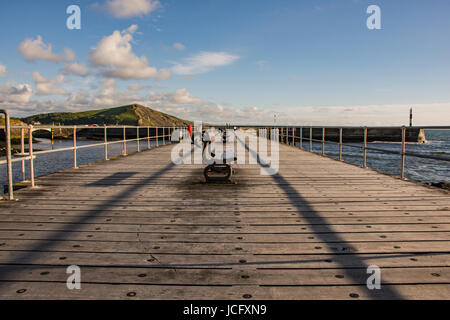 The Wooden Jetty, Aberystwyth South Beach Stock Photo