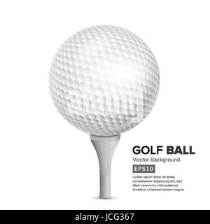 Golf Ball On White Tee. Vector Realistic Illustration Stock Vector
