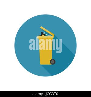 Garbage can flat icon Stock Vector