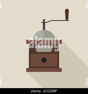 Coffee grinder in flat style Stock Vector