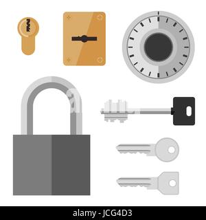 Locks and keys flat icon. Stock Vector