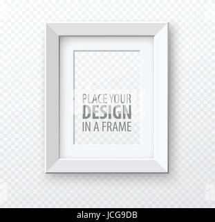 Vertical frame mock up on transparence background with realistic shadows. Vector illustration Stock Vector