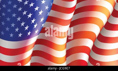 Fourth of July Independence Day poster or card template with american flag. Vector illustration Stock Vector
