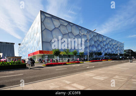 BEIJING, CHINA - SEPTEMBER 21, 2009: Exterior of The Beijing National Aquatics Center. It is also known as “Water Cube”, is one of the best venues of  Stock Photo