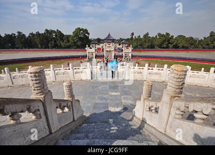 BEIJING. CHINA - SEPTEMBER 22, 2009: Staircase at The Yuanqiu circular altar at the Temple of Heaven, Beijing China. Stock Photo