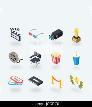 Set of various icons related to cinema Stock Photo