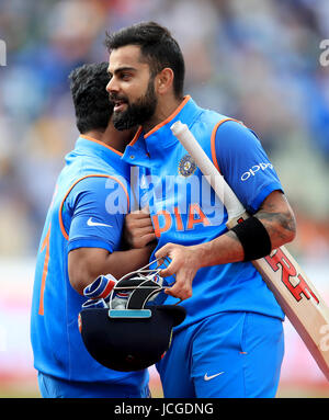 India's Virat Kohli celebrates after the ICC Champions Trophy, semi-final match at Edgbaston, Birmingham. Stock Photo