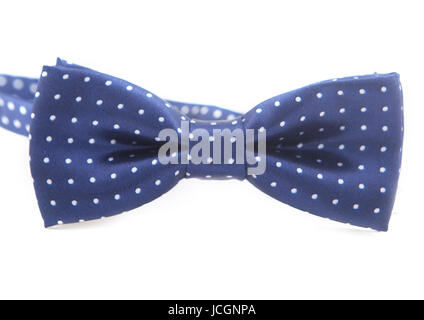 mens dark blue bow-tie with white peas isolated on a white background. Stock Photo