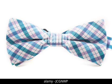 Male bow with light flowers with blue lines on white isolated background. Stock Photo