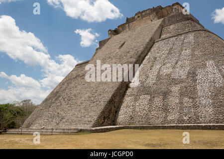 steep stone stairs leading to the top of ancient Mayan temple Stock Photo