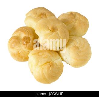 Snack and Dessert, Homemade Freshly Choux Cream Stuffed With Custard Cream or Whipped Cream Isolated on White Background. Stock Photo