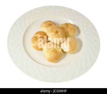 Snack and Dessert, Delicious Homemade Freshly Choux Cream Stuffed With Custard Cream or Whipped Cream Isolated on White Background. Stock Photo