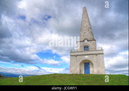 The view of the Killiney Hill Obelisk in Dublin, Ireland. Stock Photo