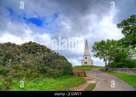 The view of the Killiney Hill Obelisk in Dublin, Ireland. Stock Photo