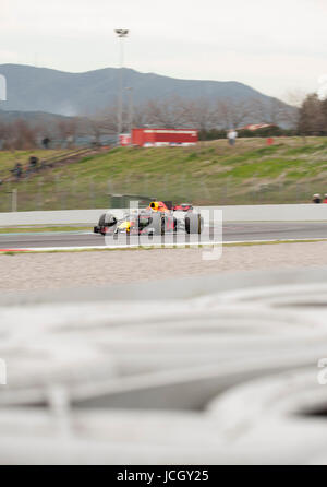 Daniil Kvyat, driver of the Scuderia Toro Rosso in action during the 2nd day of the Formula 1 Test at the Circuit of Catalunya. Stock Photo