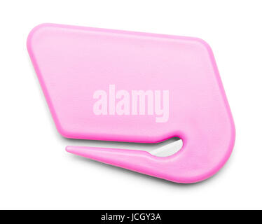 Pink Letter Opener Isolated on White Background. Stock Photo