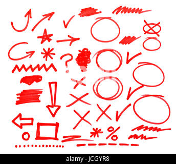 Red Marker Symbols Isolated on White Background. Stock Photo