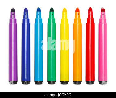 Open Colored Markers Isolated on White Background. Stock Photo