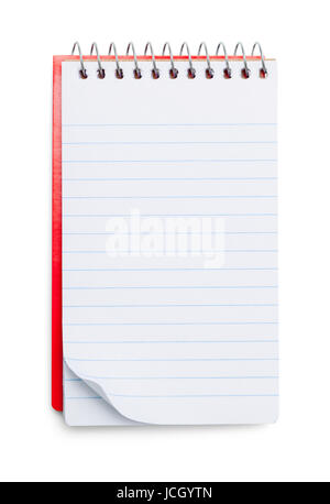 Red Open Note Pad Isolated on White Background. Stock Photo