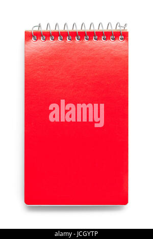 Closed Red Note Pad Isolated on White Background. Stock Photo