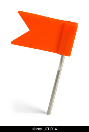 Red Flag Pin Tack Isolated on White Background. Stock Photo