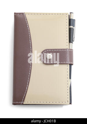 Planner with Pen Isolated on White Background. Stock Photo
