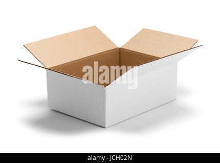 Open Empty White Box Isolated on White Background. Stock Photo