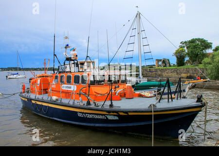 Boat anchored at the port in Colonia del Sacramento, Uruguay. It is one of the oldest towns in Uruguay Stock Photo