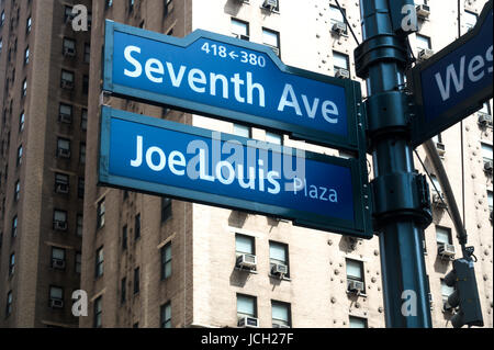 Joe Lewis Plaza is a small area of New York City that honors the great heavyweight champion Stock Photo