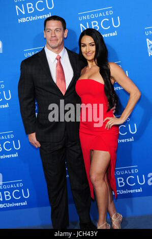 John Cena and Nikki Bella attending the 2017 NBCUniversal Upfront event at the Radio City Music Hall in New York City, New York.  Featuring: John Cena, Nikki Bella Where: New York City, New York, United States When: 15 May 2017 Credit: Dan Jackman/WENN.com Stock Photo