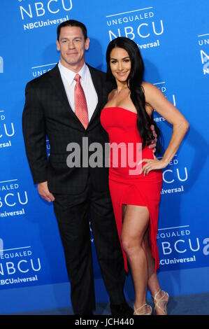 John Cena and Nikki Bella attending the 2017 NBCUniversal Upfront event at the Radio City Music Hall in New York City, New York.  Featuring: John Cena, Nikki Bella Where: New York City, New York, United States When: 15 May 2017 Credit: Dan Jackman/WENN.com Stock Photo