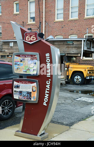 Sign outside of the Rte 66 Museum and Hall of Fame in Pontiac Illinois. Stock Photo