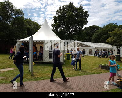 Outdoor activities for children and parents. 60 years BG Clinic Duisburg: Open House Day from 11-16 clock to look behind the scenes of a hospital. Stock Photo