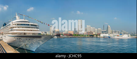 Cruise ship Asuka 2 at Osanbashi Yokohama International Passenger Terminal, Kanagawa, Japan Stock Photo