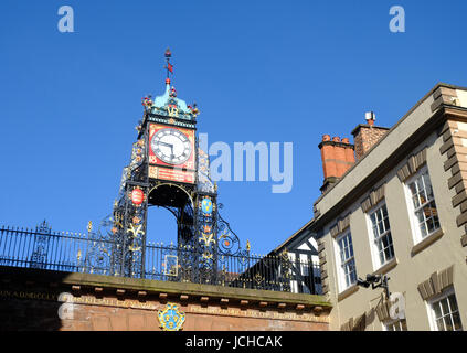 Eastgate clock in the centre of Chester, UK Stock Photo