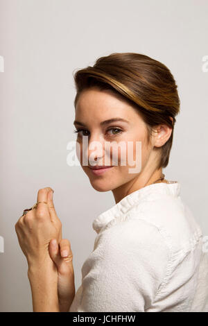 Shailene Woodley poses at the Four Seasons Los Angeles hotel on March 8, 2014 in Beverly Hills, California. Photo by Francis Specker Stock Photo