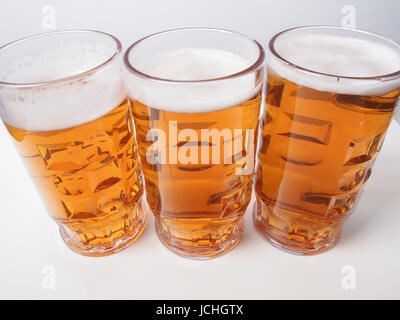 Many large glasses of German lager beer Stock Photo