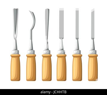 Woodworking tool. Chisels for woodworking, carving wood with chisel ...