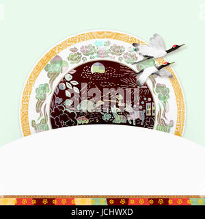 New year's greeting card with traditional Korean patterns Stock Photo