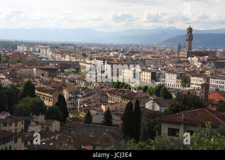 Panoramic view over Florence Italy with city river, Tuscany, Italy. Stock Photo