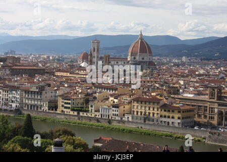 Panoramic view over Florence Italy with city river, Tuscany, Italy. Stock Photo