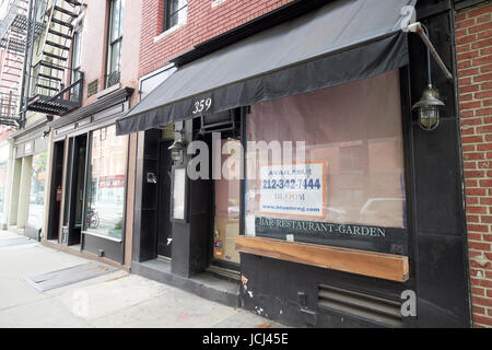 empty restaurant and shops store front greenwich village New York City USA Stock Photo