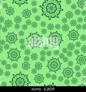 Seamless light green flower mandala for print on textile, fabric, coloring books and abstract backgrounds Stock Vector