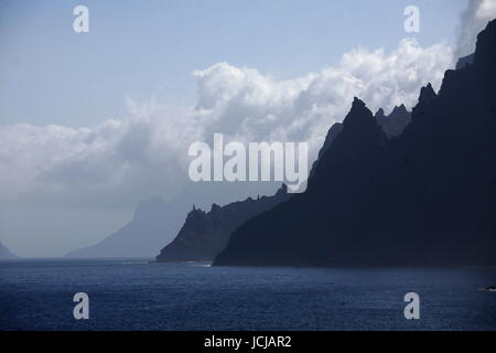 The coast in the village of  Puerto de la Cruz on the Island of Tenerife on the Islands of Canary Islands of Spain in the Atlantic. Stock Photo