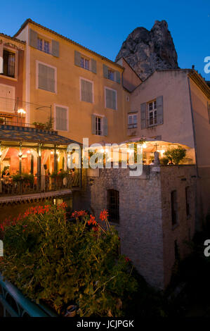 Moustiers-Sainte-Marie at dusk, Provence, France. Stock Photo
