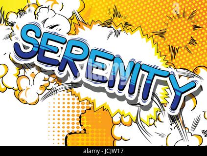 Serenity - Comic book style word on abstract background. Stock Vector