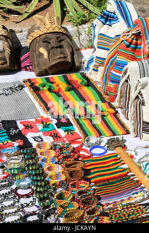 Souvenirs on display at the street market in Asuncion, Paraguay. Asuncion is the capital and the largest city of Paraguay Stock Photo
