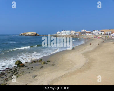 Sandy beach of Punta Hermosa in Peru. Punta Hermosa is a popular beach town not far from Lima. Stock Photo