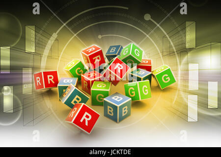 3D Colored Cube Alphabet Stock Photo